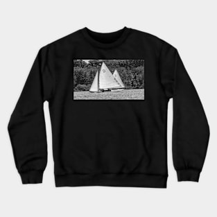 Brown boats going head to head on Wroxham Broad, Norfolk Crewneck Sweatshirt